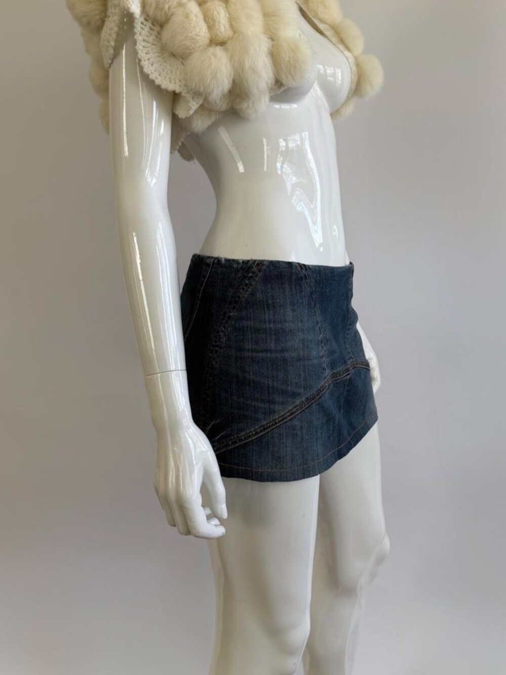 John Galliano SS2002 Rare ARCHIVAL Low Rise Deconstructed Micro Mini Denim Skirt - Picture 6 of 8